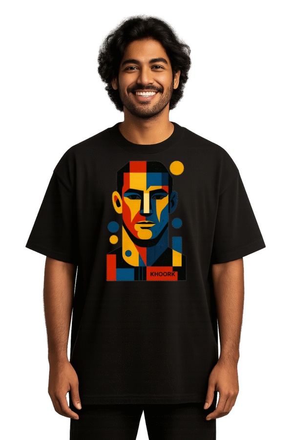 KHOORK – Geometric Abstract Portrait Tee (Oversized)