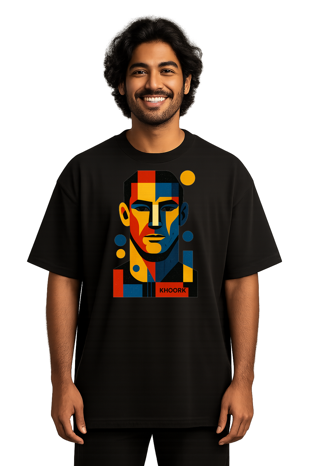 KHOORK – Geometric Abstract Portrait Tee (Oversized)