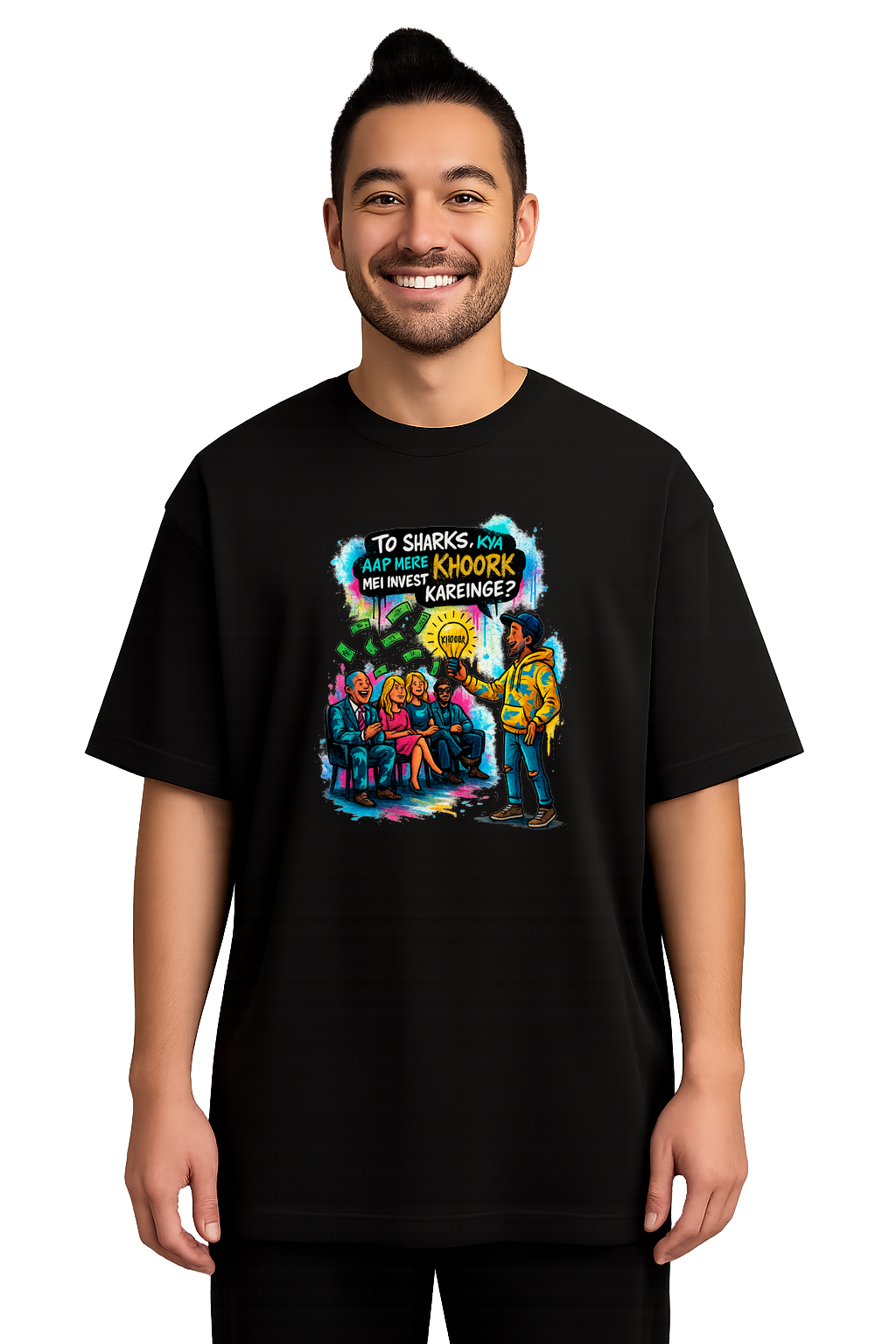 Shark Tank Hindi Pitch – Oversized Men T‑Shirt