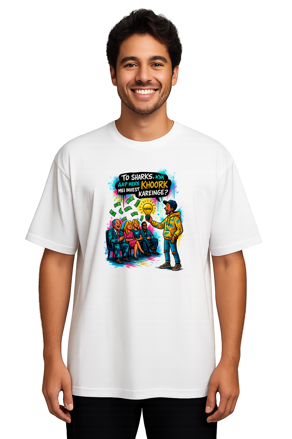 Shark Tank Hindi Pitch – Oversized Men T‑Shirt - Image 2