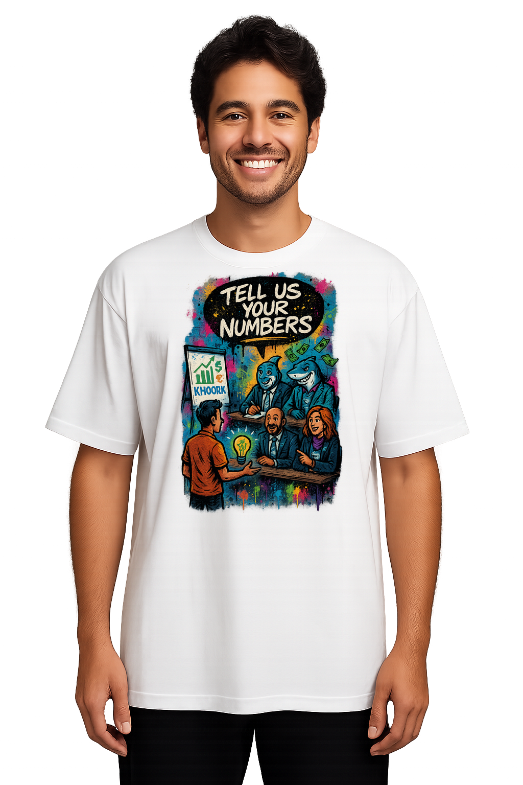Shark Tank: Tell Us Numbers – Oversized Men T‑Shirt - Image 2