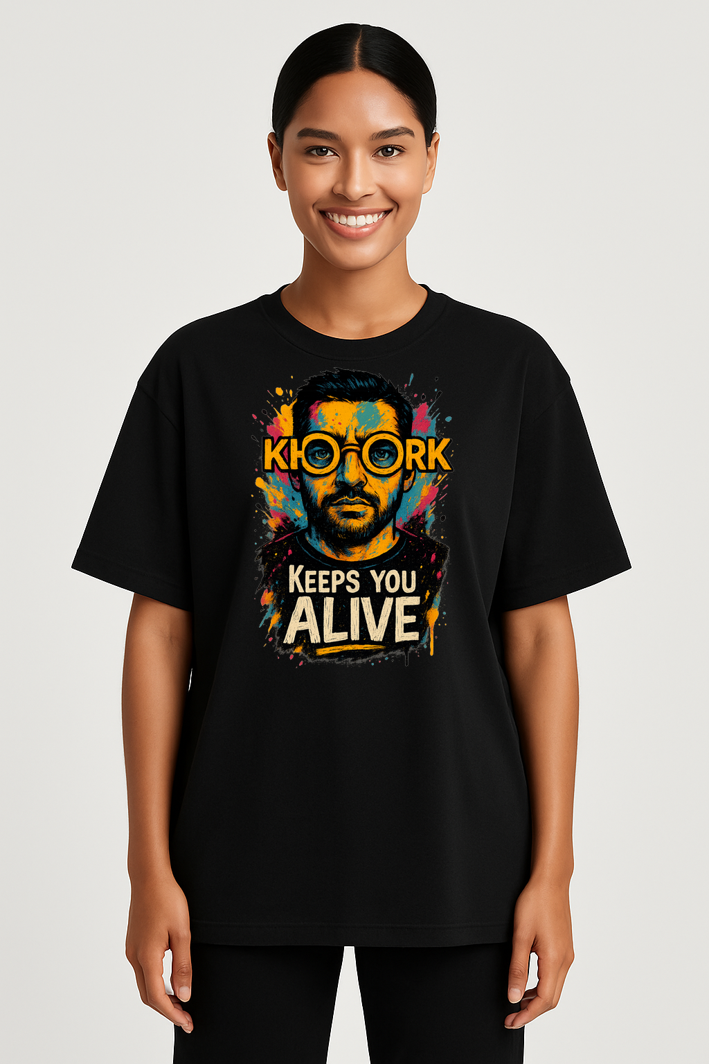 Graffiti Portrait KH•OO•RK (Unisex) – Oversized Unisex T‑Shirt