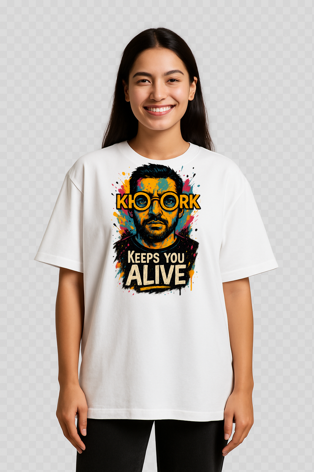 Graffiti Portrait KH•OO•RK (Unisex) – Oversized Unisex T‑Shirt - Image 2