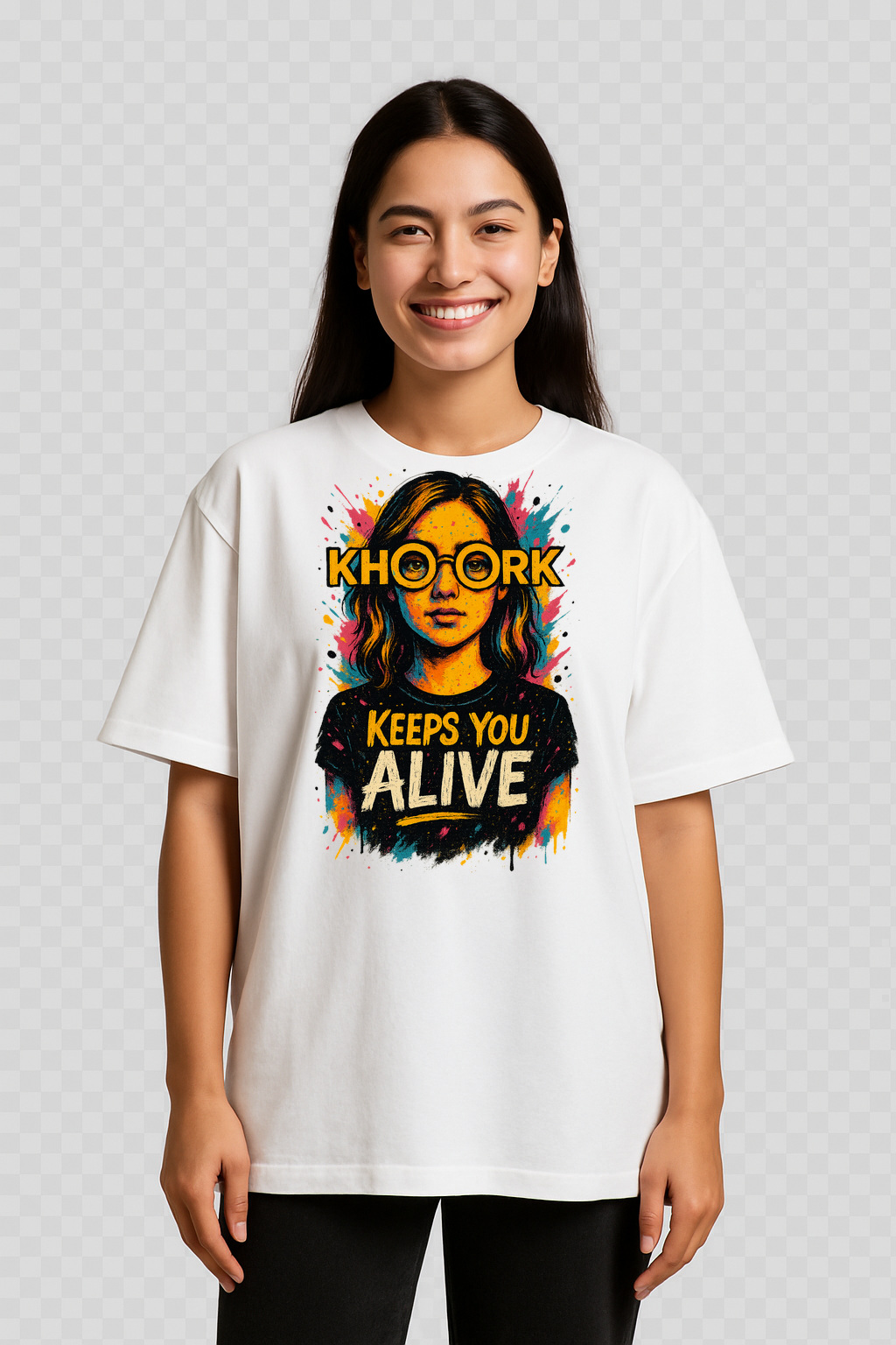 Sunglasses Portrait (Female) – Oversized Women T‑Shirt - Image 2