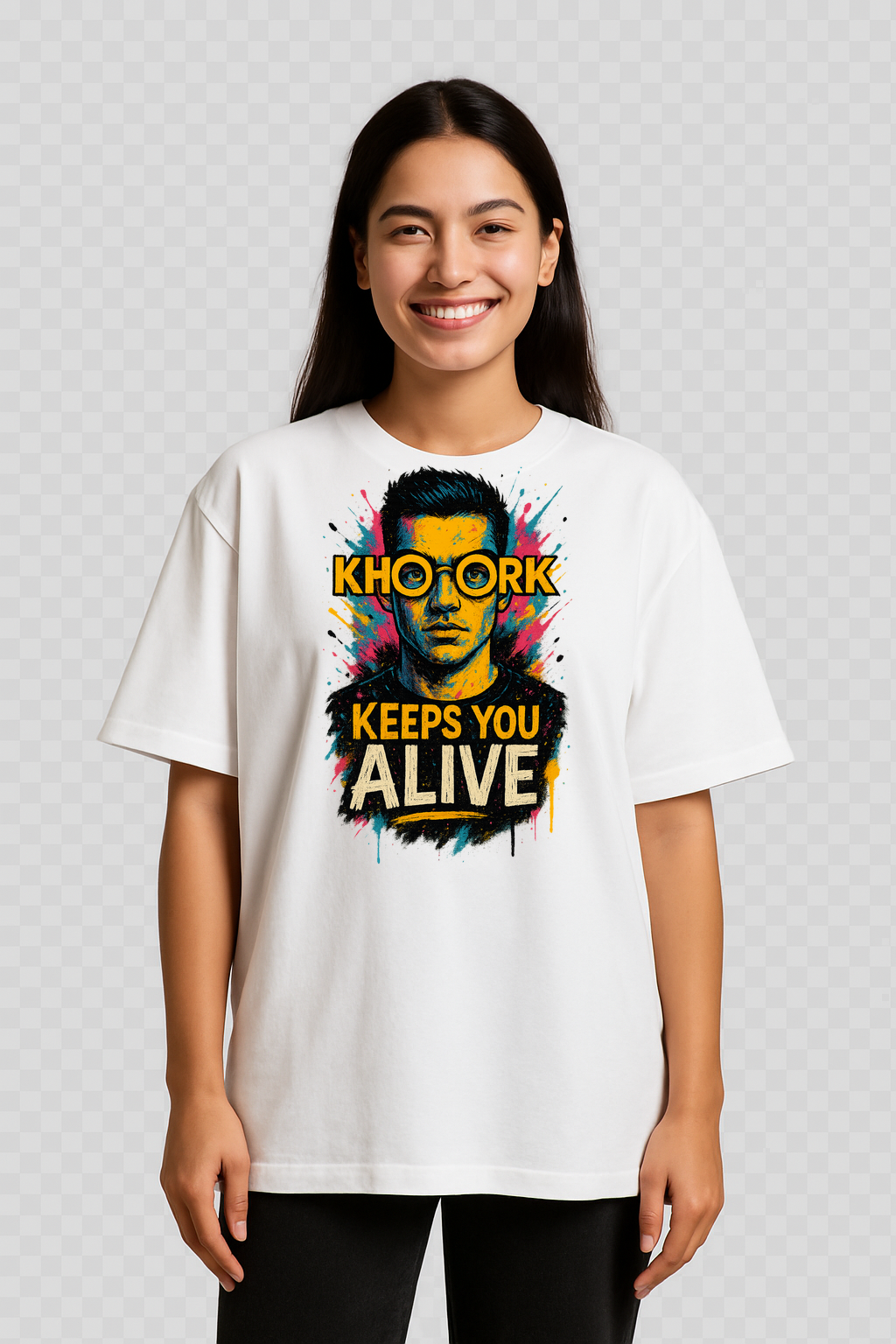 Sunglasses Portrait (Woman 20s) – Oversized Women T‑Shirt - Image 2