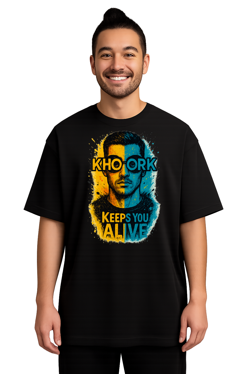 Sunglasses Portrait Symmetry – Oversized Men T‑Shirt