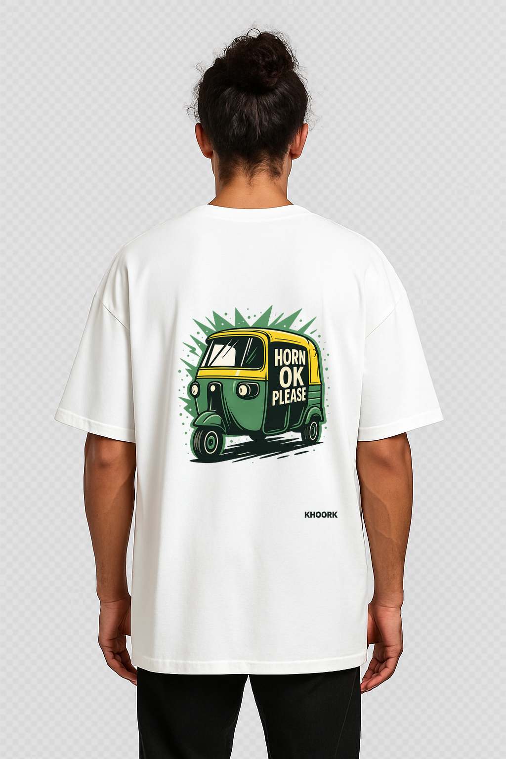 Auto Rickshaw – Men Oversized T-Shirt (White)