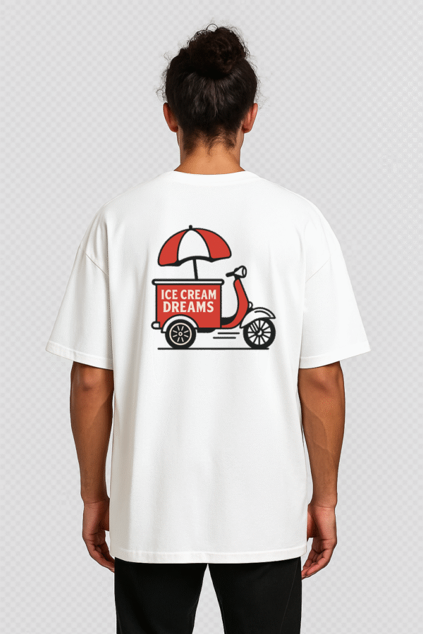 Kwality Walls Cart – Men Oversized T-Shirt (White)