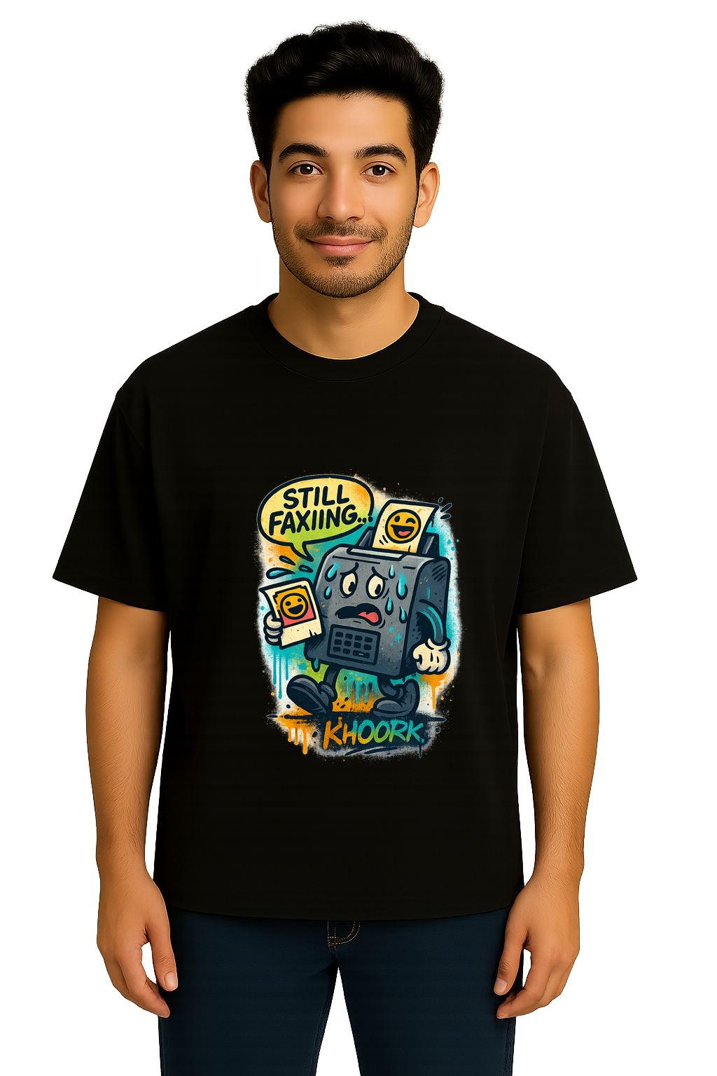 Fax Machine Meme – Men Oversized T-Shirt