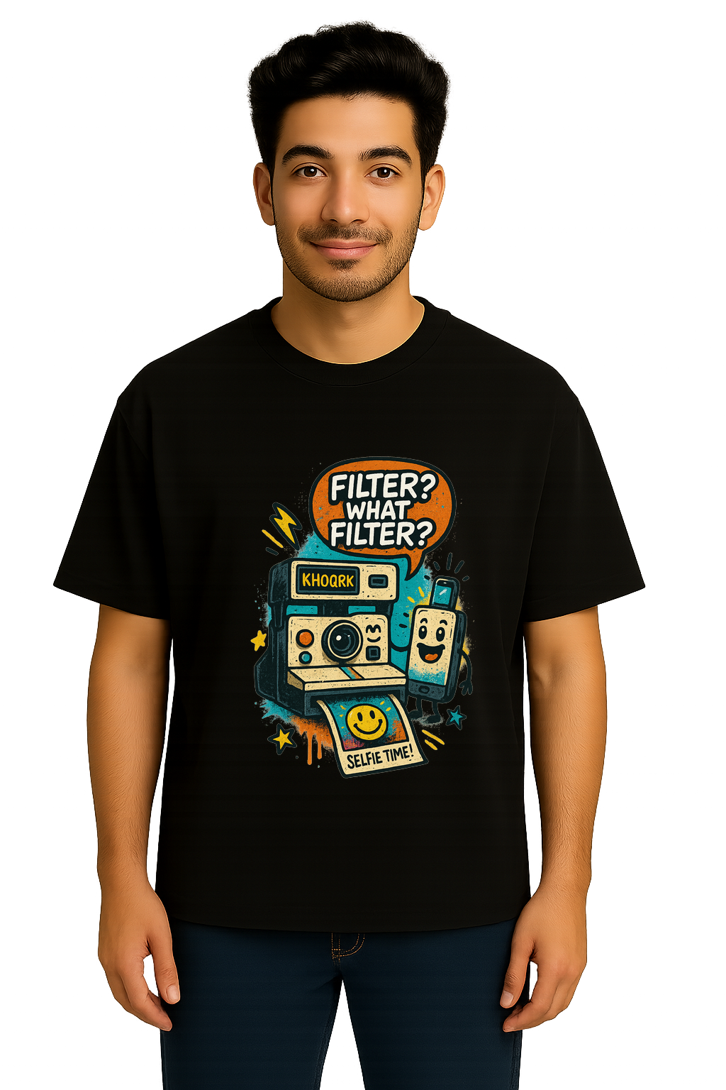 Polaroid Selfie Fail – Men Oversized T-Shirt