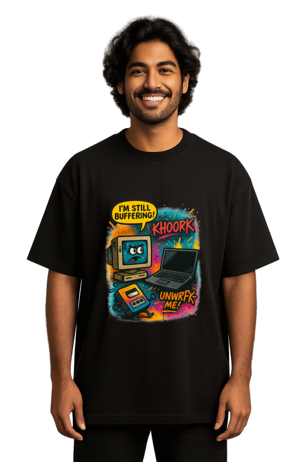 CRT vs Laptop – Men Oversized T-Shirt