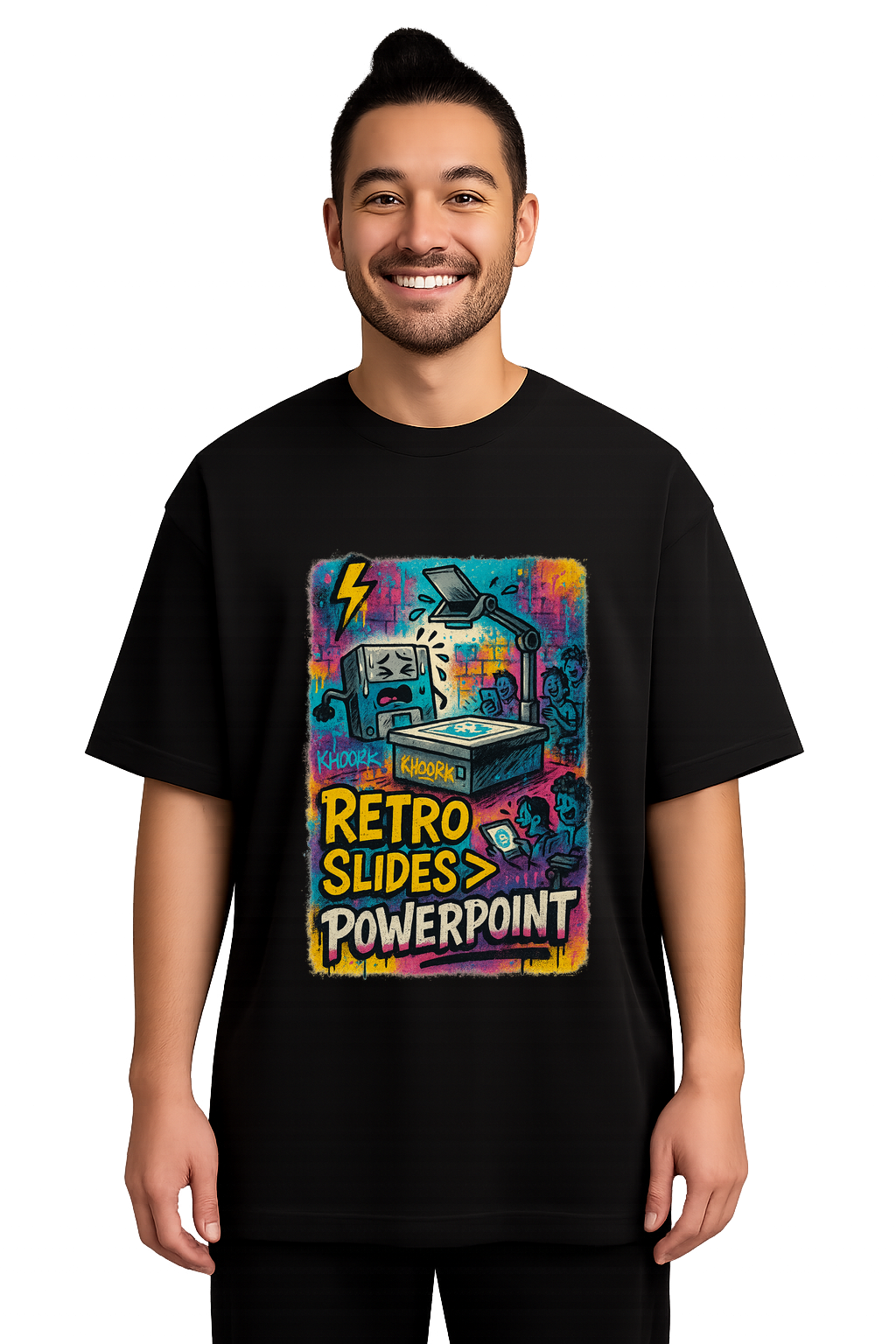Retro Projector Meme – Men Oversized T-Shirt