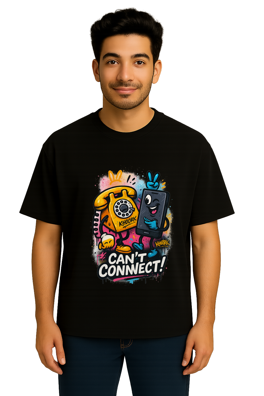 Rotary Phone Selfie Fail – Men Oversized T-Shirt