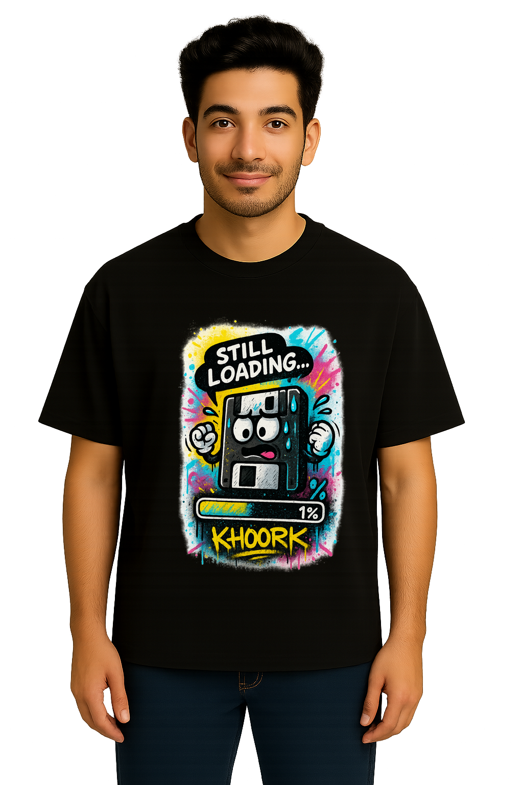 Floppy Disk Still Loading – Men Oversized T-Shirt