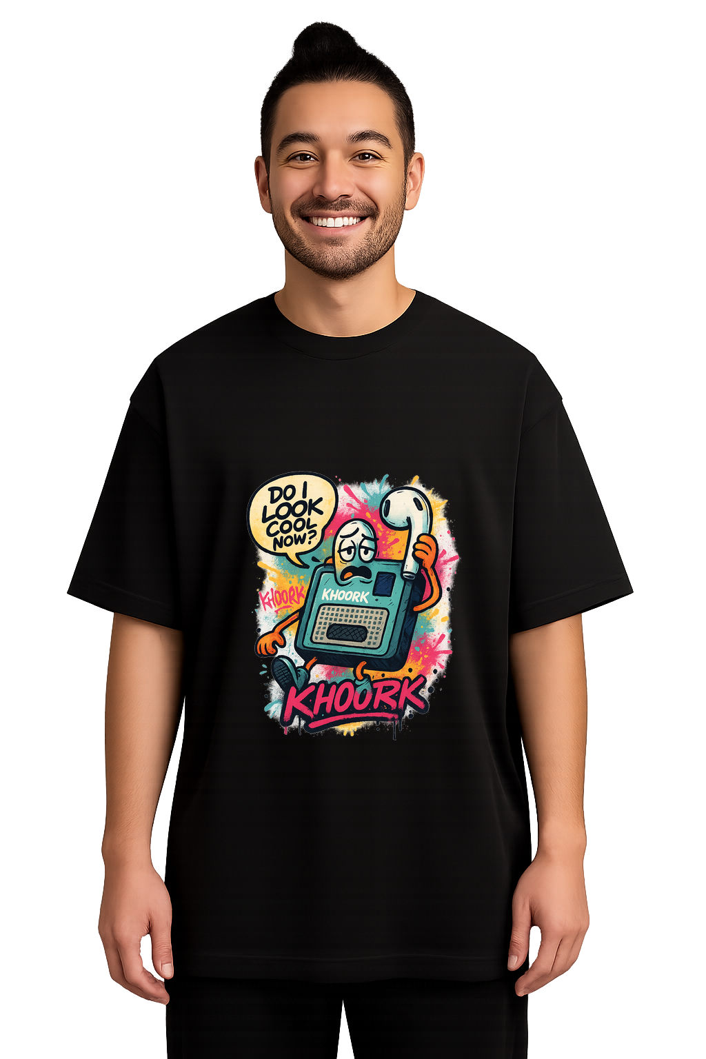 Radio with AirPods – Men Oversized T-Shirt