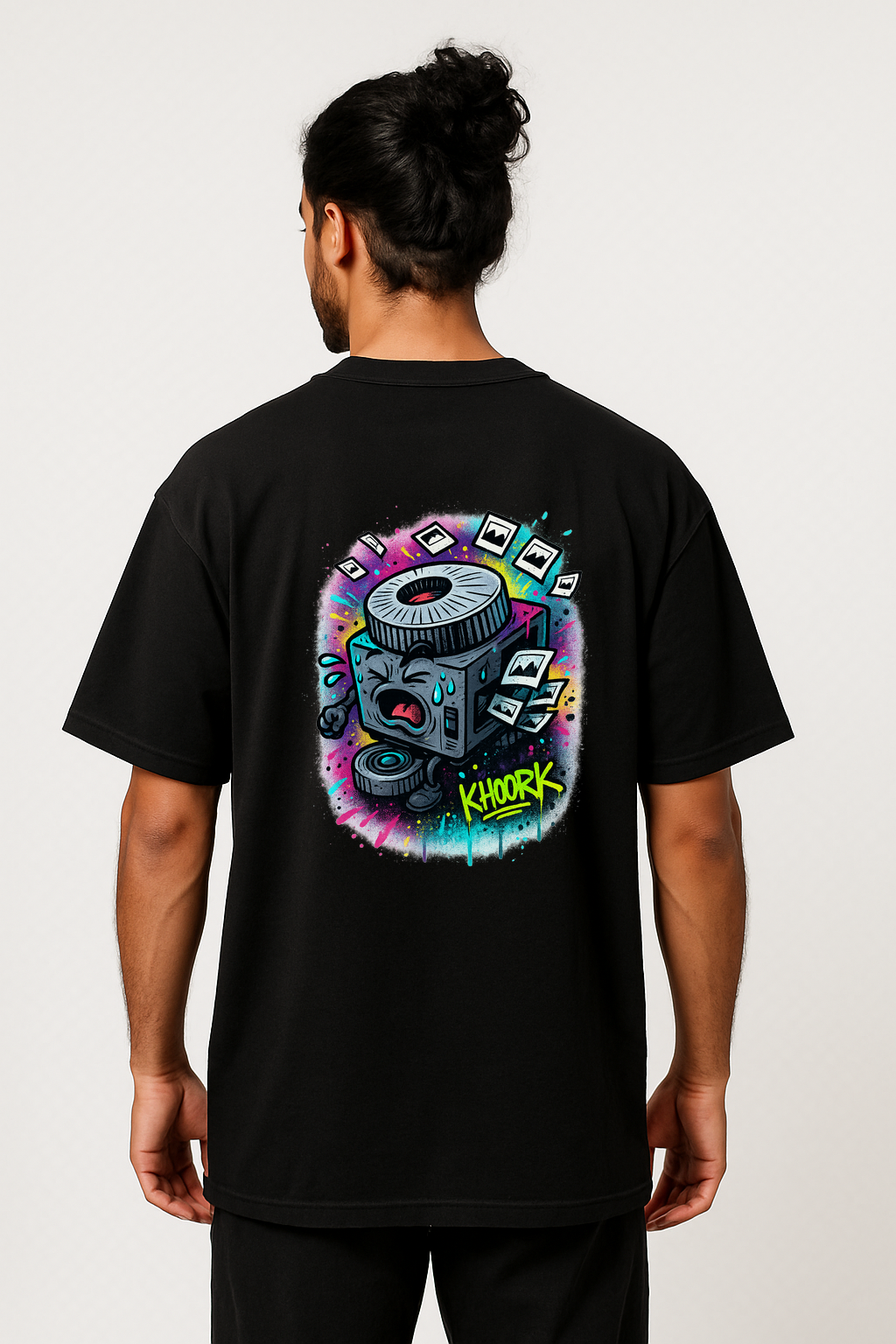 Slide Projector Glitch – Men Oversized T‑Shirt