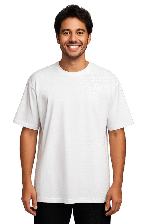 Men Oversized T‑Shirt – Cosmic Bearded Vision (White) - Image 2