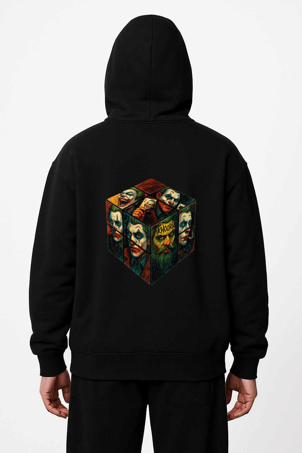 Men Oversized Hoodie – Joker Rubik’s Cube (Back Print)