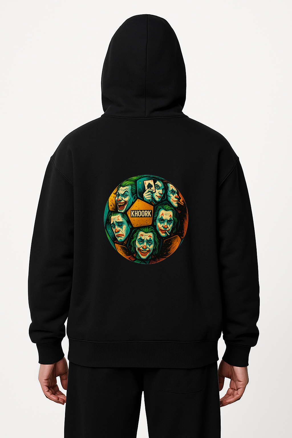 Men Oversized Hoodie – Joker Football Faces (Back Print)