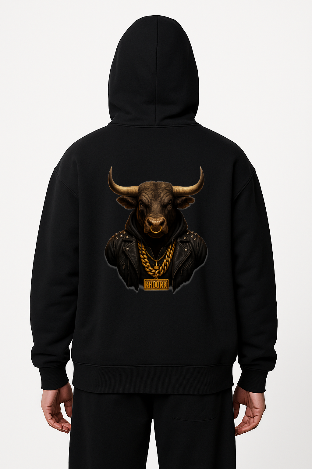Men Hoodie – Oversized – Black – Bull Streetwear