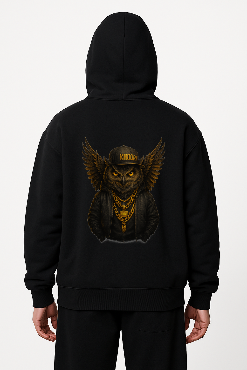 Men Hoodie – Oversized – Black – Eagle Streetwear
