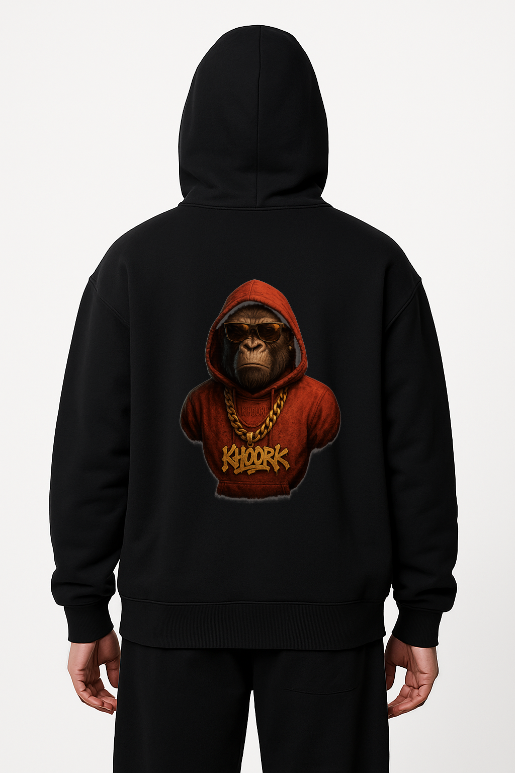 Men Hoodie – Oversized – Black – Ape Urban Graffiti