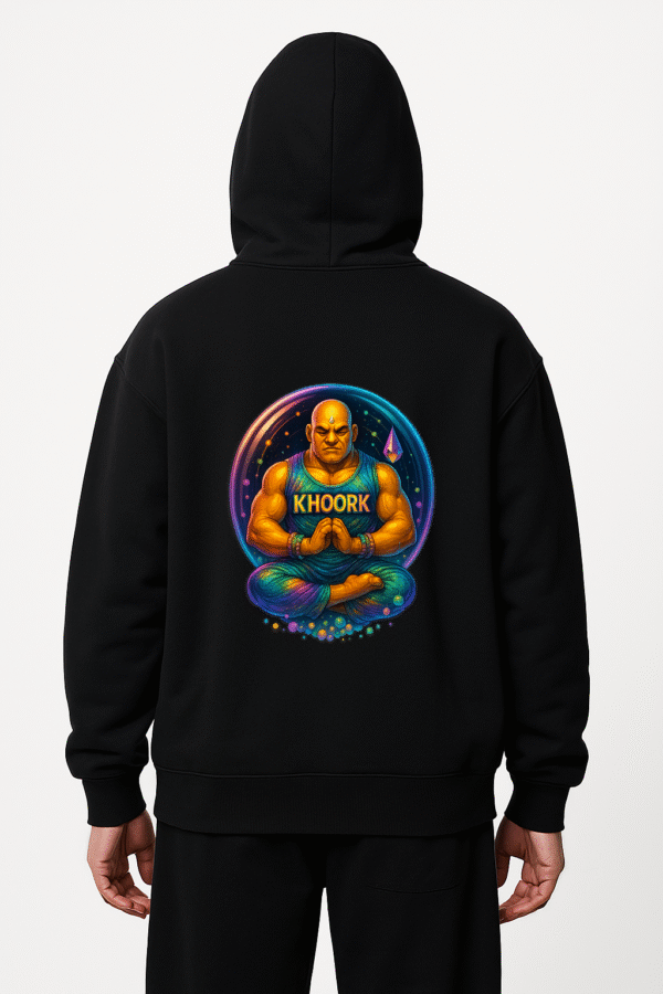 Men Hoodie – Oversized – Black – Neon Monk Orb