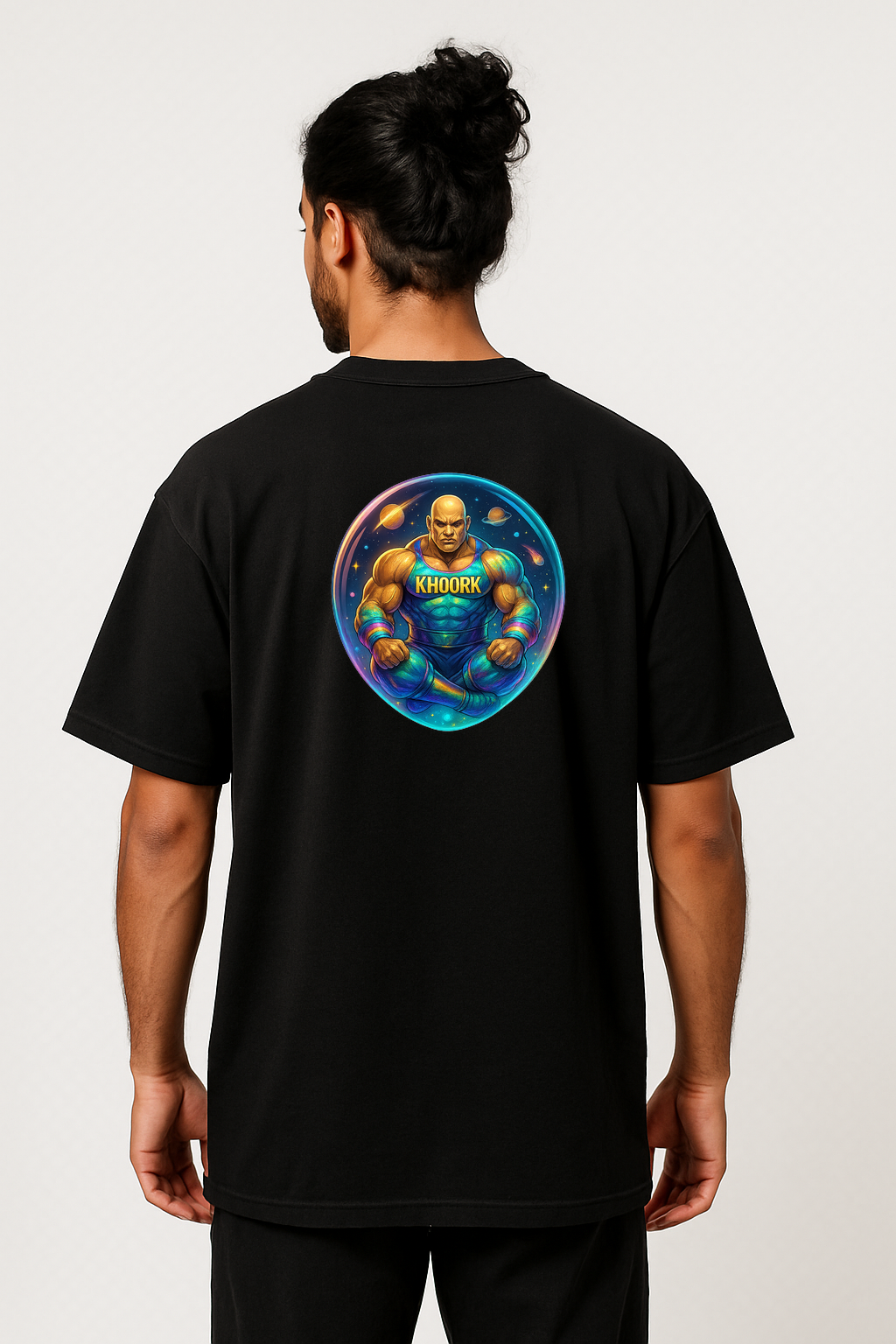 Cosmic Wrestler Orb – Men Oversized T-Shirt (Black)