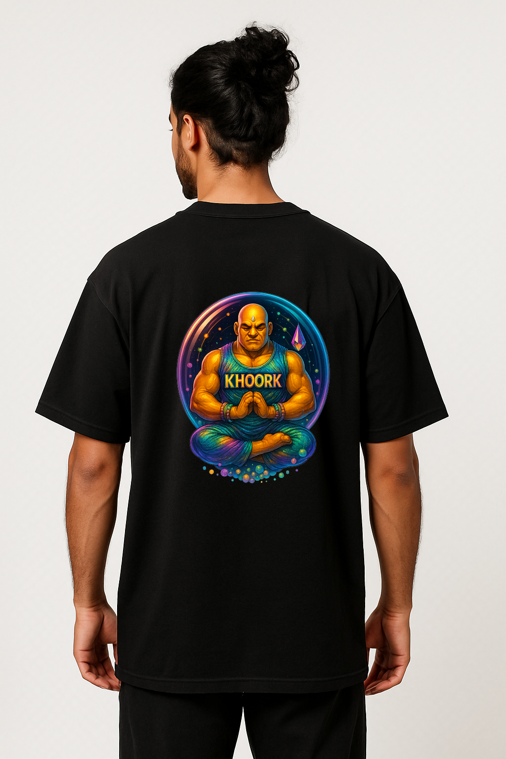 Neon Monk Orb – Men Oversized T-Shirt (Black)