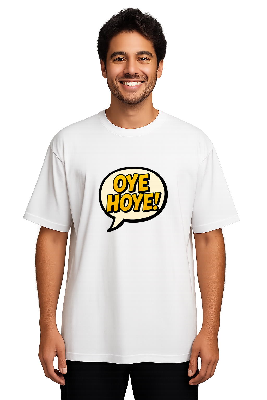 Men Oversized T-Shirt – Oye Hoye Bubble (White)