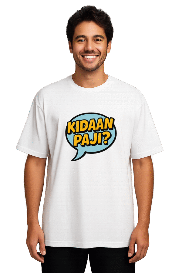 Men Oversized T-Shirt – Kidaan Paji Bubble (White)