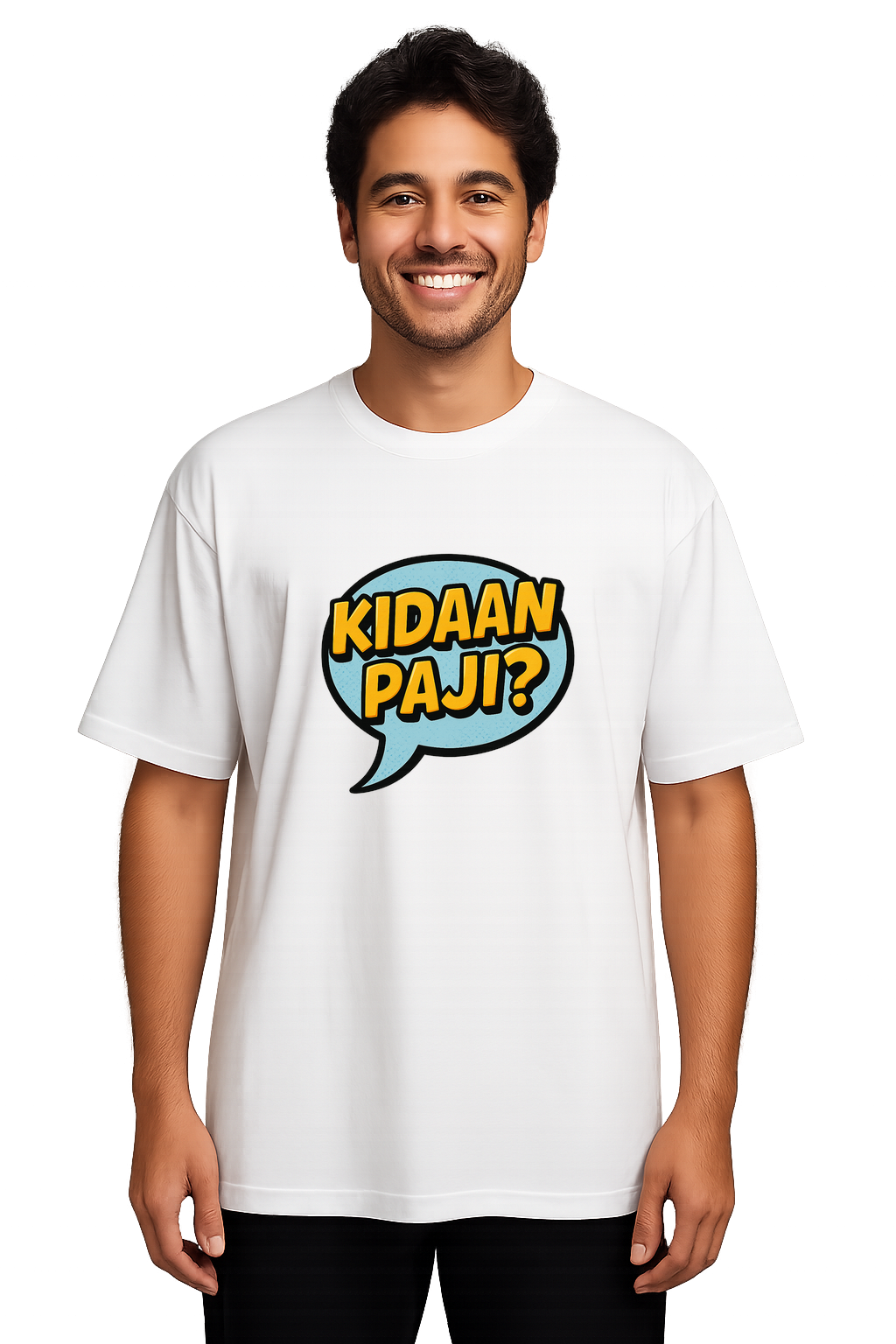 Men Oversized T-Shirt – Kidaan Paji Bubble (White)