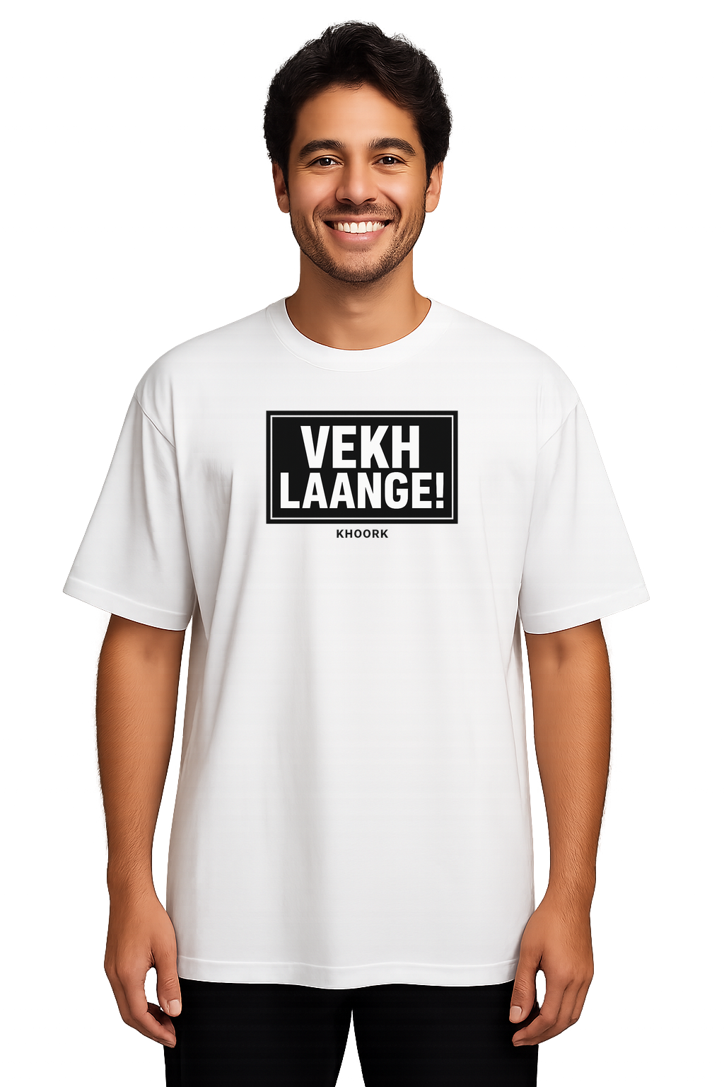 Men Oversized T-Shirt – Vekh Laange Meme (White)