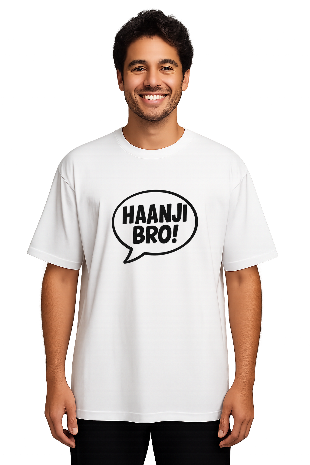 Men Oversized T-Shirt – Haanji Bro Bubble (White)