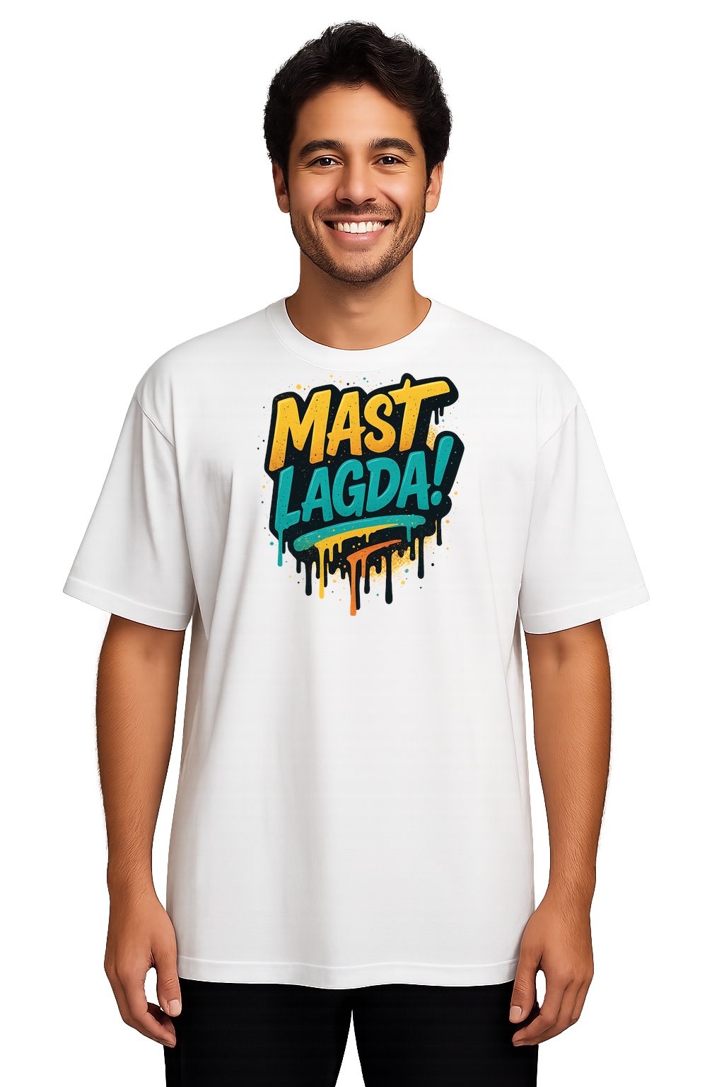 Men Oversized T-Shirt – Mast Lagda Graffiti (White)