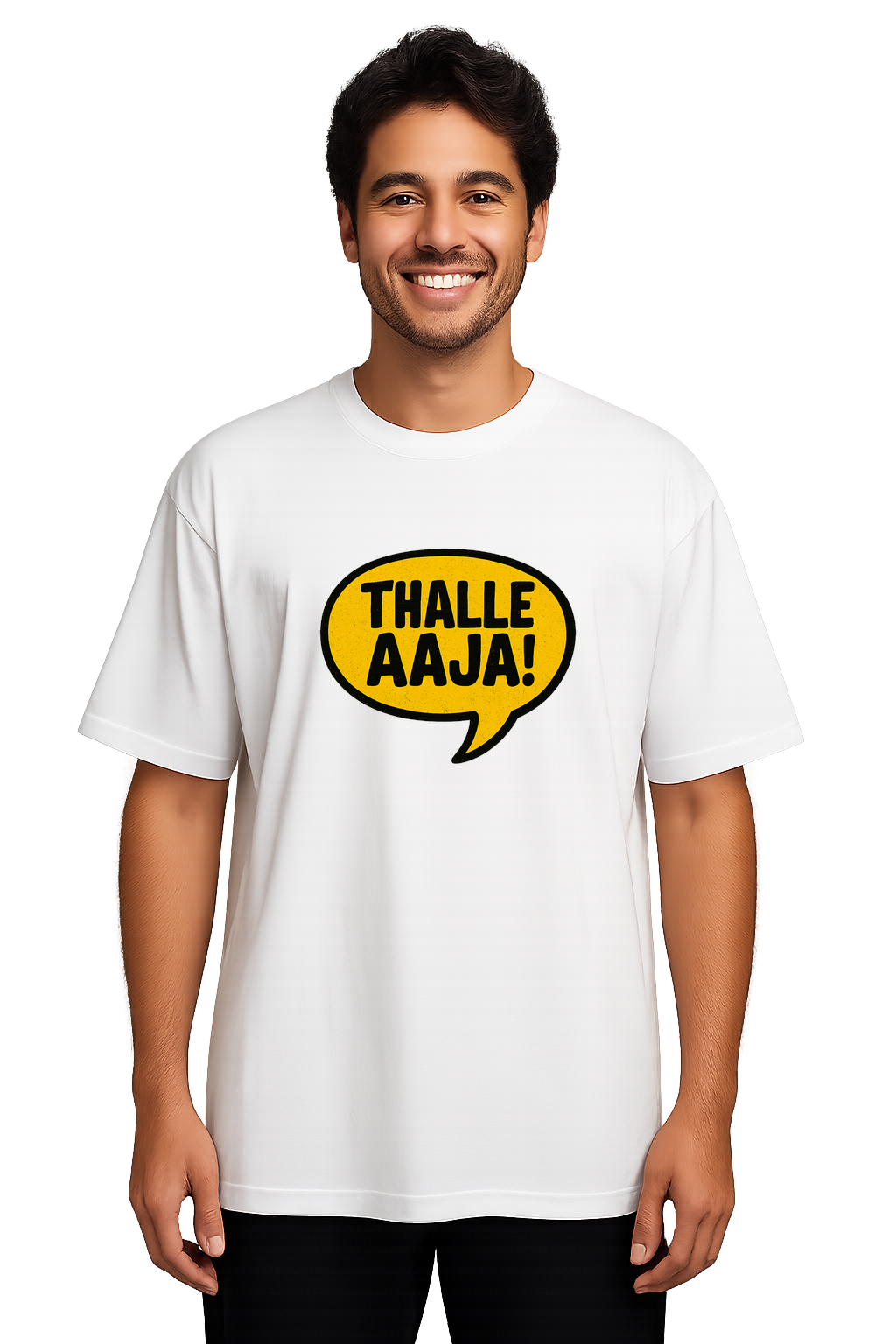 Men Oversized T-Shirt – Thalle Aaja Bubble (White)