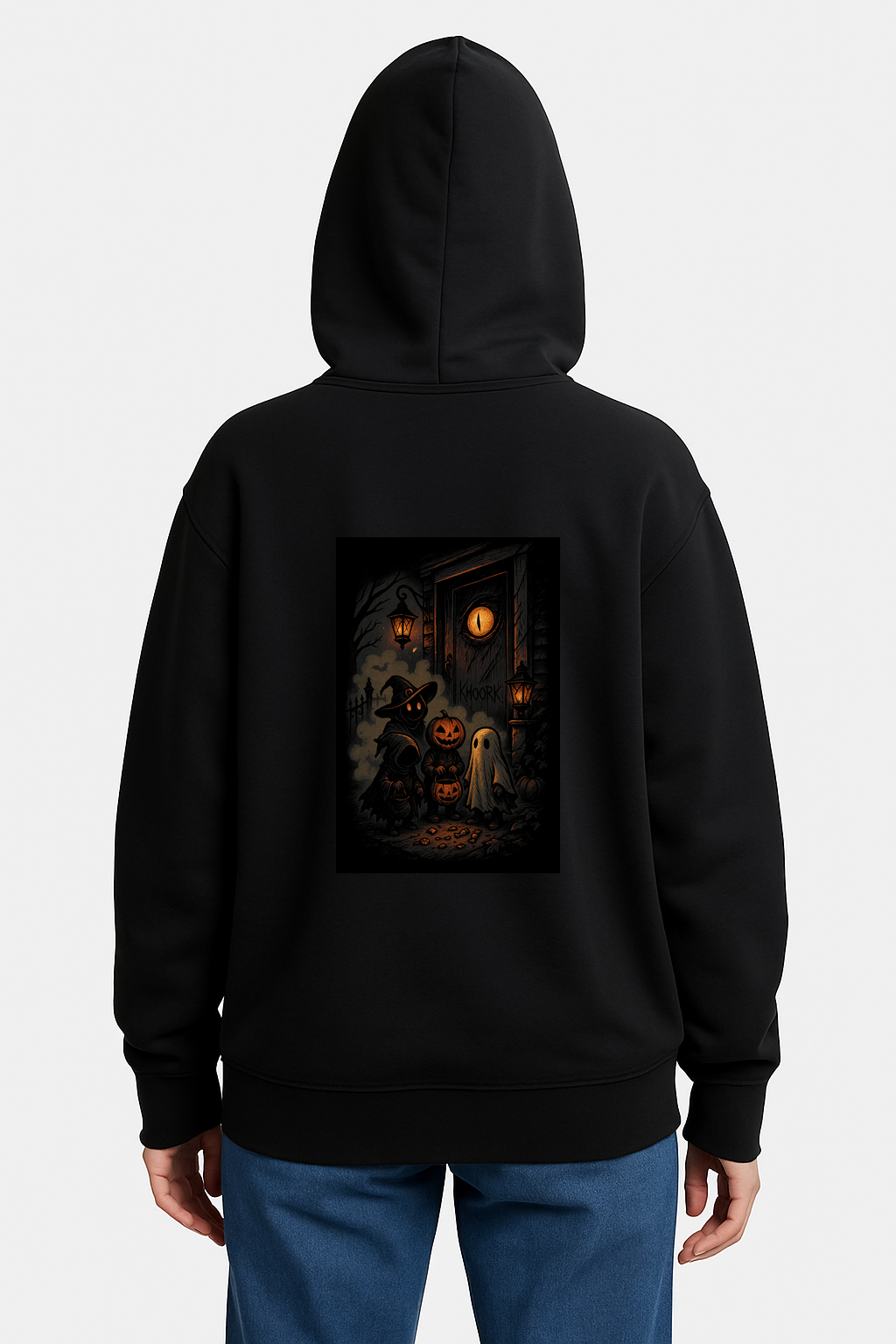 Hoodie – Trick-or-Treat Suspense at Haunted Door - Image 2